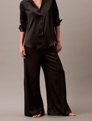 black satin pyjama pants for women calvin klein