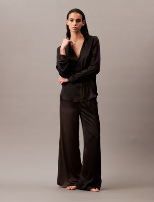 black satin pyjama pants for women calvin klein