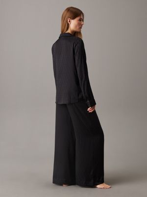 holiday shine black pyjama top - satin jacquard for women calvin klein