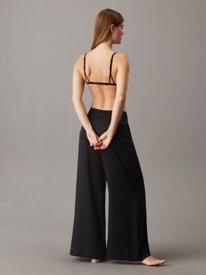 holiday shine black pyjama pants - satin jacquard for women calvin klein