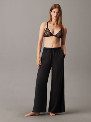 pantaloni da pigiama - satin jacquard holiday shine black da donne calvin klein