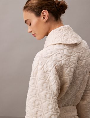 ivory logo quilted bathrobe for women calvin klein