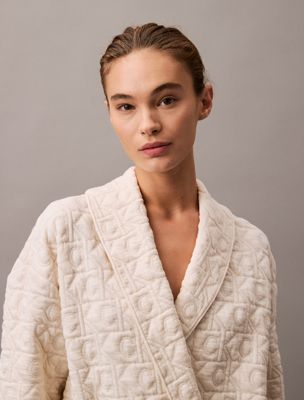 ivory logo quilted bathrobe for women calvin klein