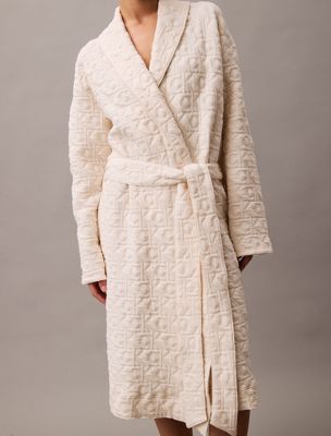 ivory logo quilted bathrobe for women calvin klein