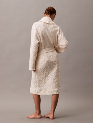 ivory logo quilted bathrobe for women calvin klein