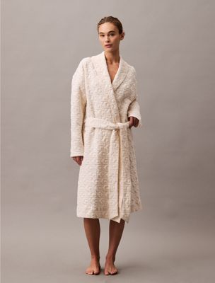 white logo quilted bathrobe for women calvin klein