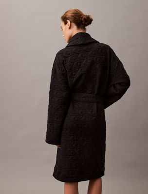 black logo quilted bathrobe for women calvin klein