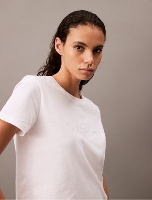 white pyjama top - pure cotton for women calvin klein