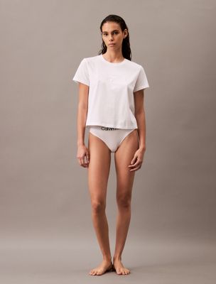 white pyjama top - pure cotton for women calvin klein