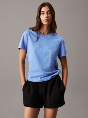 blue lounge t-shirt - 100% cotton for women calvin klein