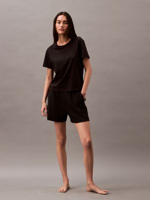 black pyjama top - pure cotton for women calvin klein