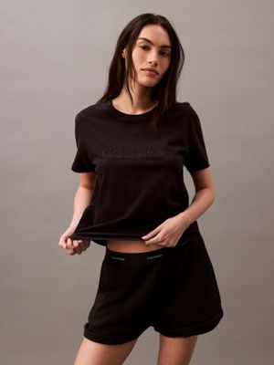 black pyjama top - pure cotton for women calvin klein