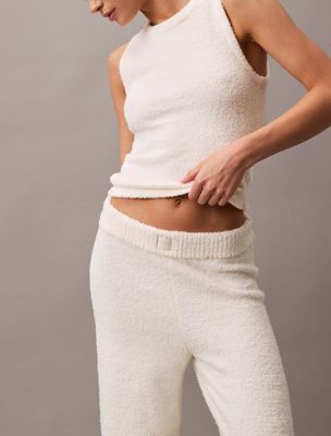 ivory plush knit lounge joggers for women calvin klein