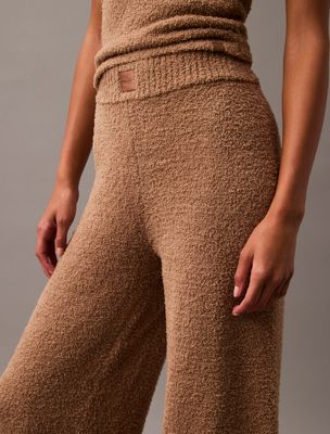 truffle brown plush knit lounge joggers for women calvin klein