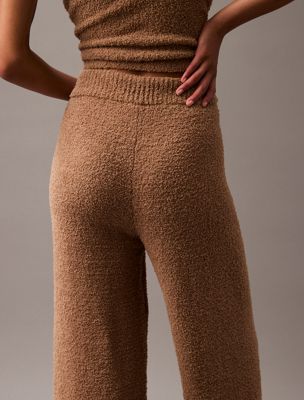 truffle brown plush knit lounge joggers for women calvin klein