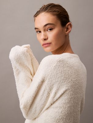 ivory plush knit lounge jumper for women calvin klein