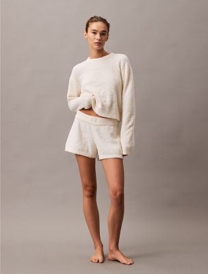 ivory plush knit lounge jumper for women calvin klein