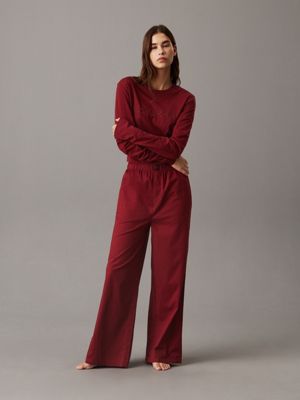 red cotton pyjama set for women calvin klein