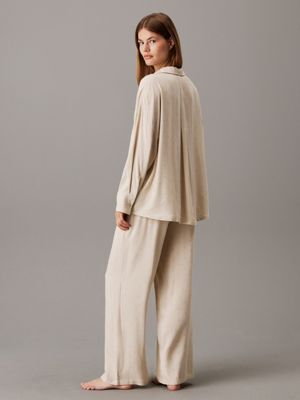 diamond logo_cocoon pants pyjama set - woven viscose for women calvin klein