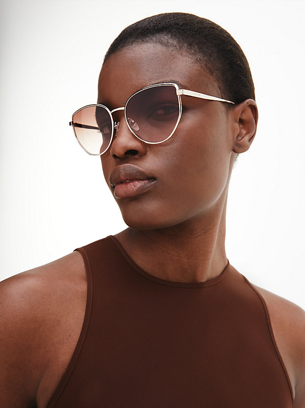 gold/blush rectangle sunglasses ck22113s for women calvin klein
