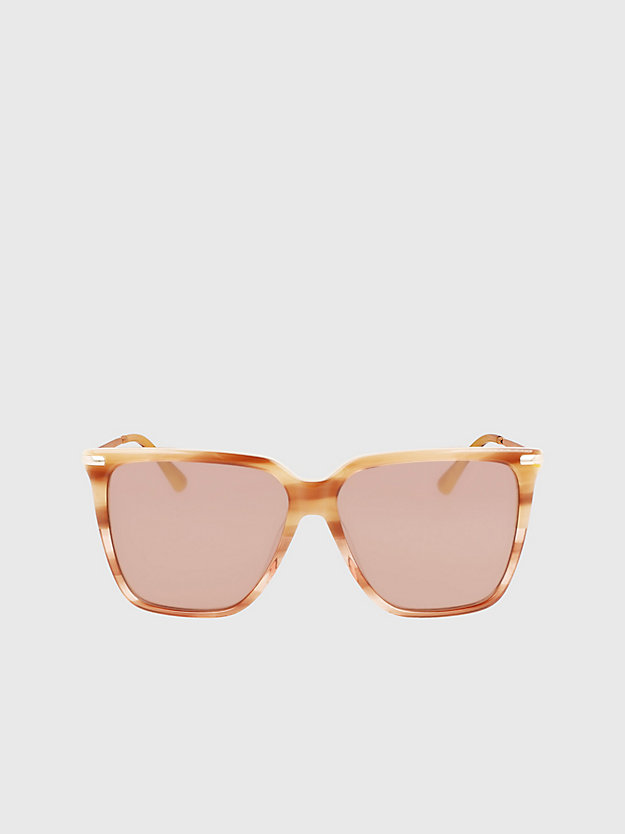 lunettes de soleil rectangulaires ck22531s striped brown pour femmes calvin klein