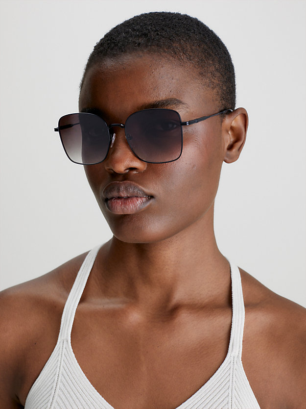 black rechthoekige zonnebril ck23100s voor dames - calvin klein