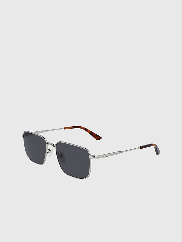 silver rechteckige sonnenbrille ck23101s für herren - calvin klein