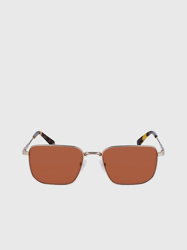 gold rechthoekige zonnebril ck23101s voor heren - calvin klein
