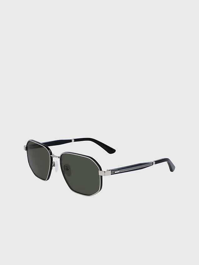 silver rechthoekige zonnebril ck23102s voor heren - calvin klein
