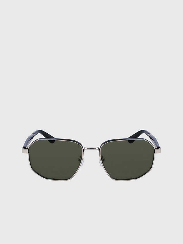 silver rechthoekige zonnebril ck23102s voor heren - calvin klein