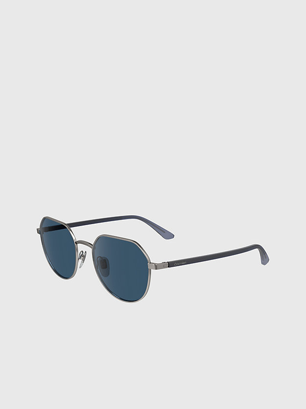 matte light gunmetal round sunglasses ck23125s for unisex calvin klein
