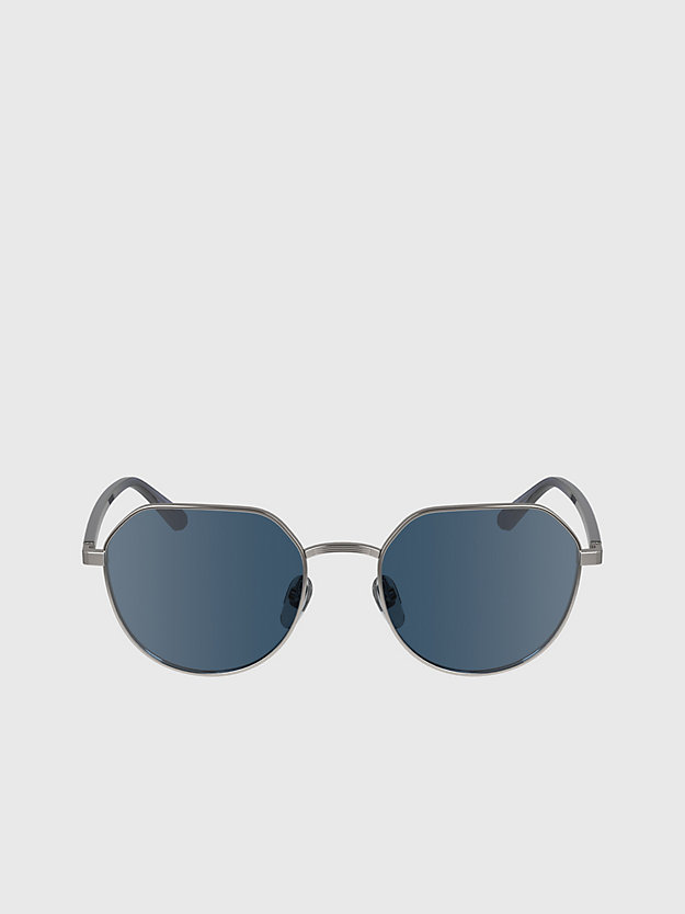 matte light gunmetal round sunglasses ck23125s for unisex calvin klein
