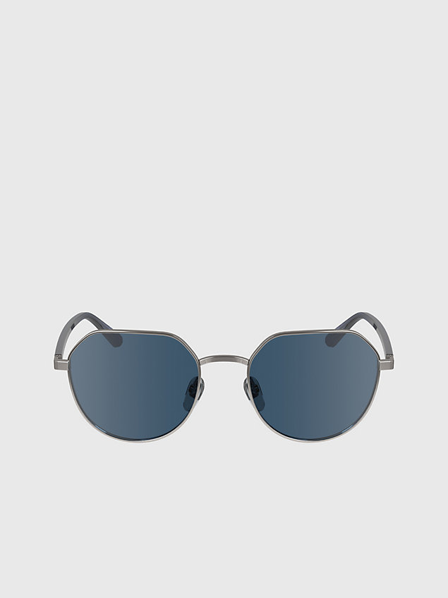 grey okrągłe okulary przeciwsłoneczne ck23125s dla unisex - calvin klein