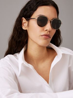 matte gold round sunglasses ck23125s for adults gender inclusive calvin klein