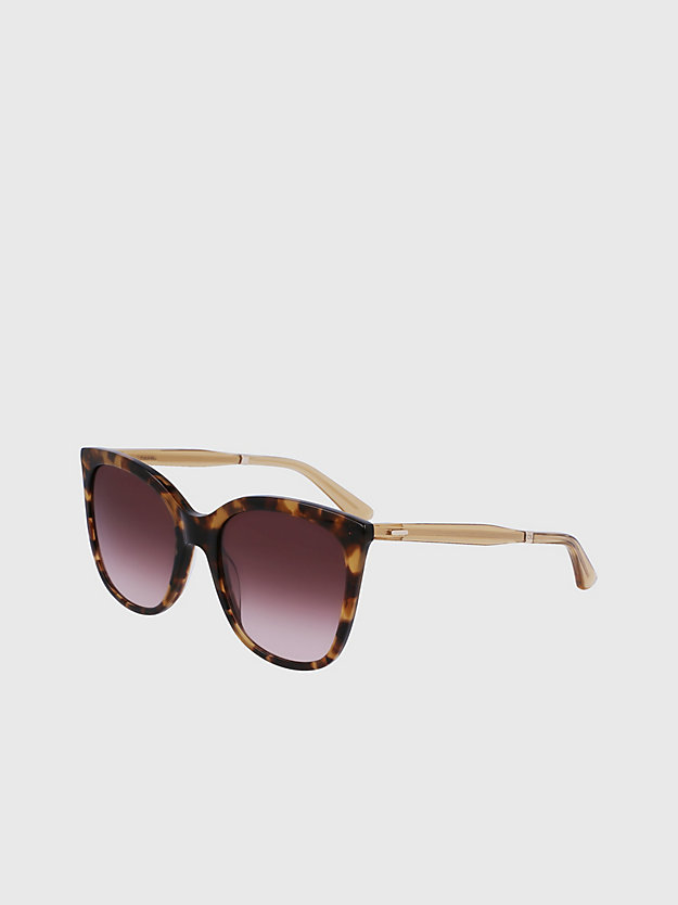 brown havana rechthoekige zonnebril ck23500s voor dames - calvin klein