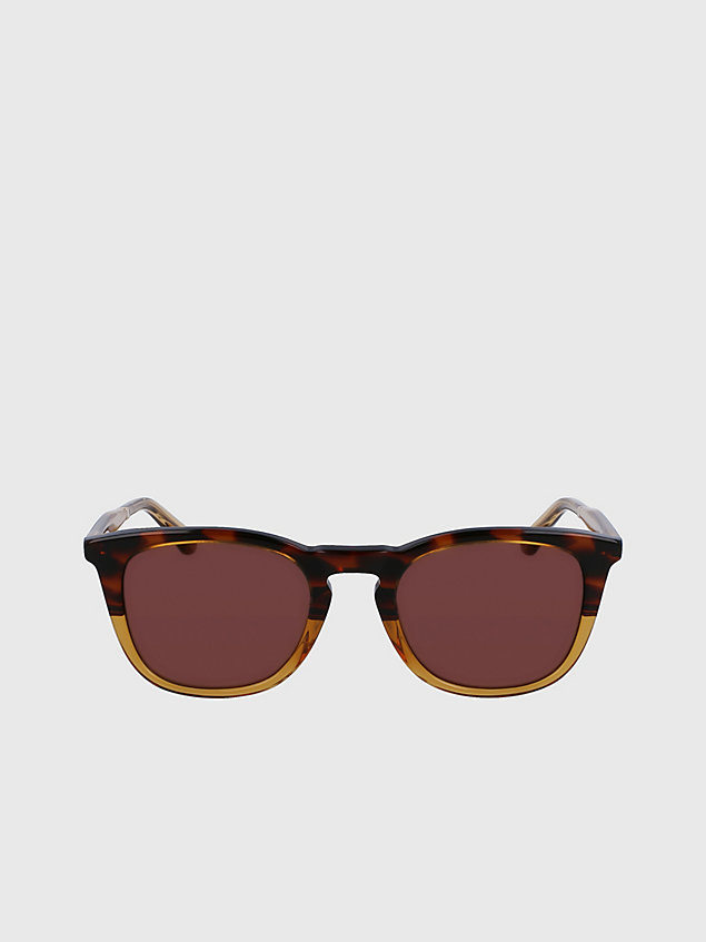 brown okrągłe okulary przeciwsłoneczne ck23501s dla unisex - calvin klein