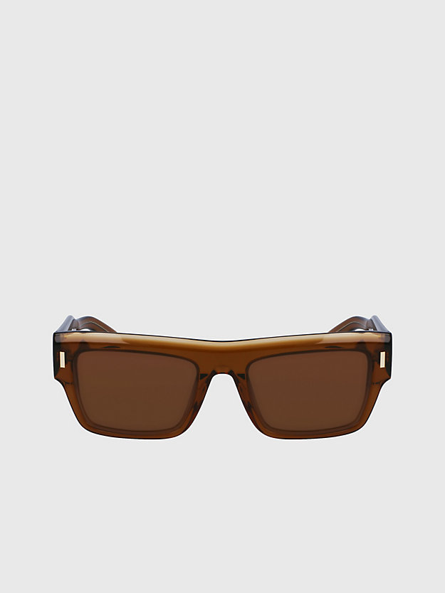 brown kwadratowe okulary przeciwsłoneczne ck23504s dla unisex - calvin klein