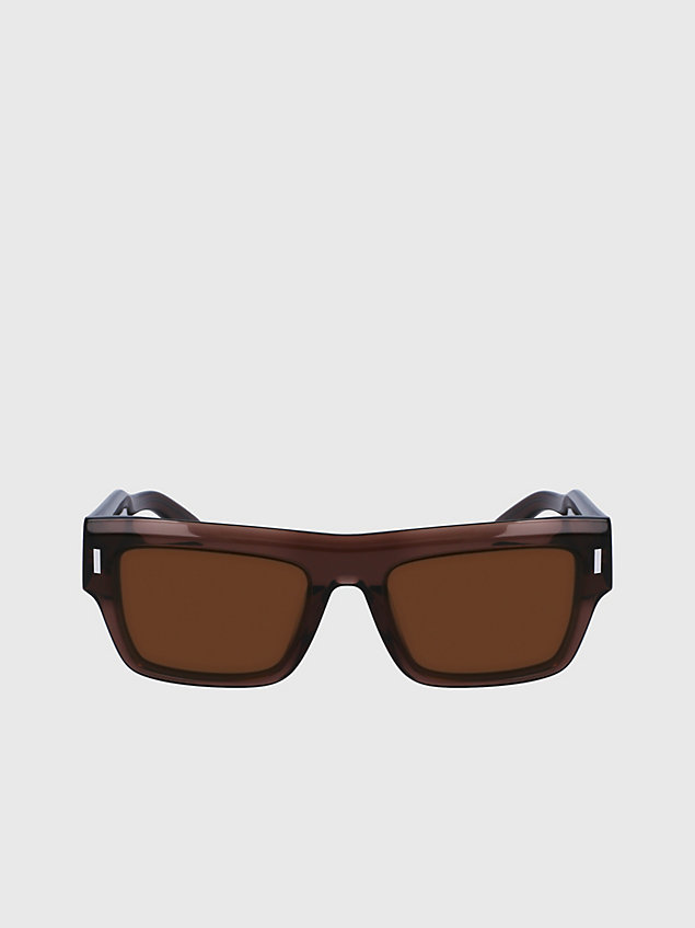 beige kwadratowe okulary przeciwsłoneczne ck23504s dla unisex - calvin klein