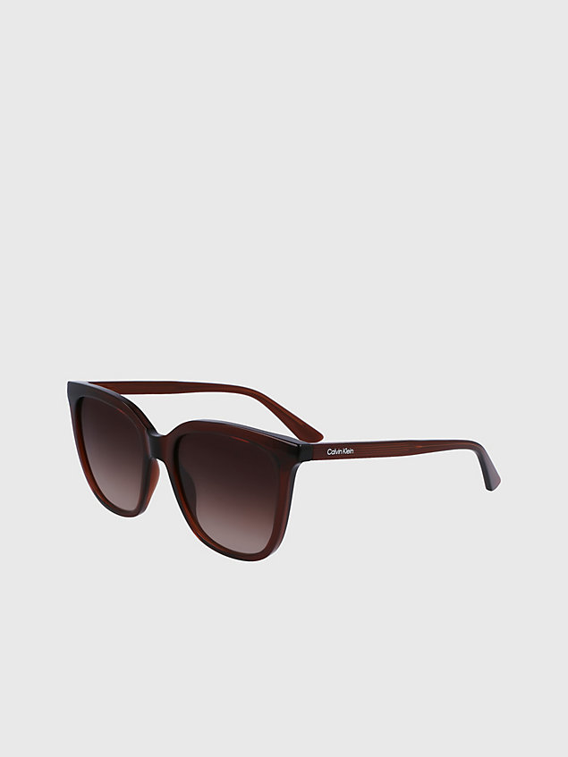 brown rechteckige sonnenbrille ck23506s für damen - calvin klein