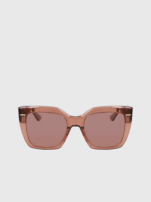 brown rechthoekige zonnebril ck23508s voor dames - calvin klein