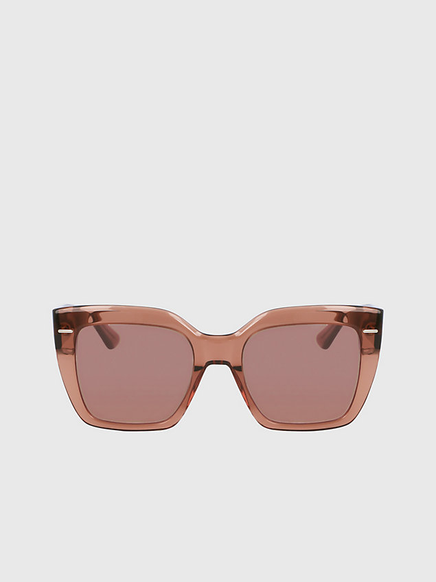 brown rechthoekige zonnebril ck23508s voor dames - calvin klein