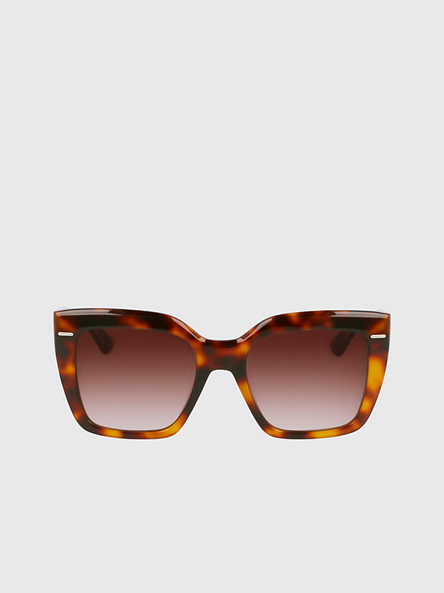 brown havana rechthoekige zonnebril ck23508s voor dames - calvin klein