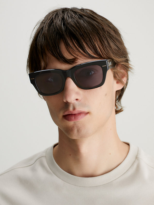 lunettes de soleil rectangulaires ck23509s black pour hommes calvin klein