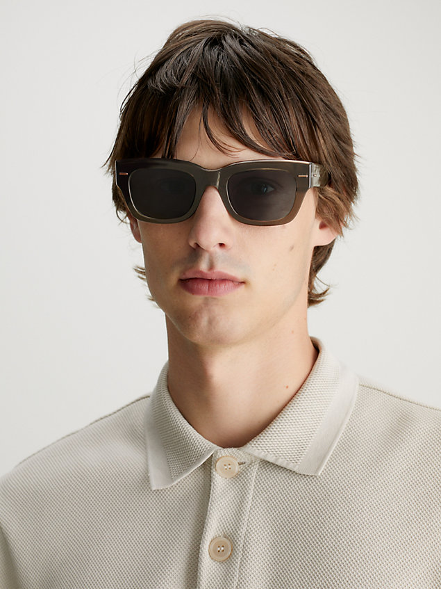 grey rechteckige sonnenbrille ck23509s für herren - calvin klein
