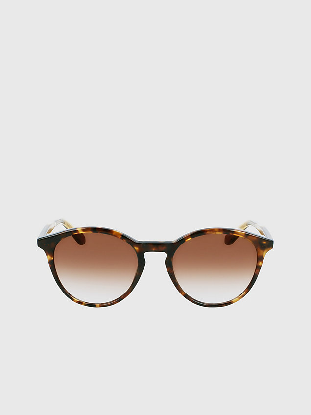 brown okrągłe okulary przeciwsłoneczne ck23510s dla unisex - calvin klein