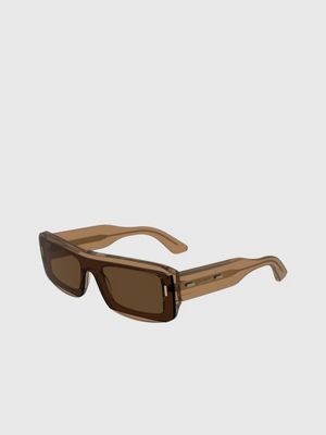 light brown modified rectangle sunglasses ck24503s for adults gender inclusive calvin klein