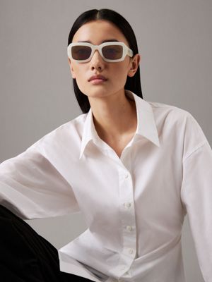 chalk modified rectangle sunglasses ck24511s for adults gender inclusive calvin klein