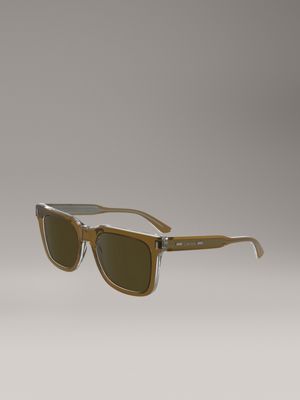 light brown/crystal modified rectangle sunglasses ck24536s for men calvin klein