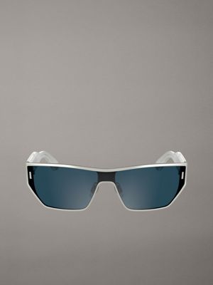 silver modified rectangle sunglasses ck25102s for adults gender inclusive calvin klein