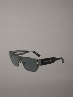 matte dark ruthenium modified rectangle sunglasses ck25102s for adults gender inclusive calvin klein